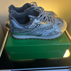Bottega Veneta Silver and Green Men’s Sneakers